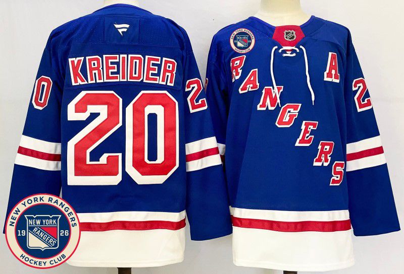 Men New York Rangers 20 Kreider Blue Fanatics 2025 NHL Jersey style 3